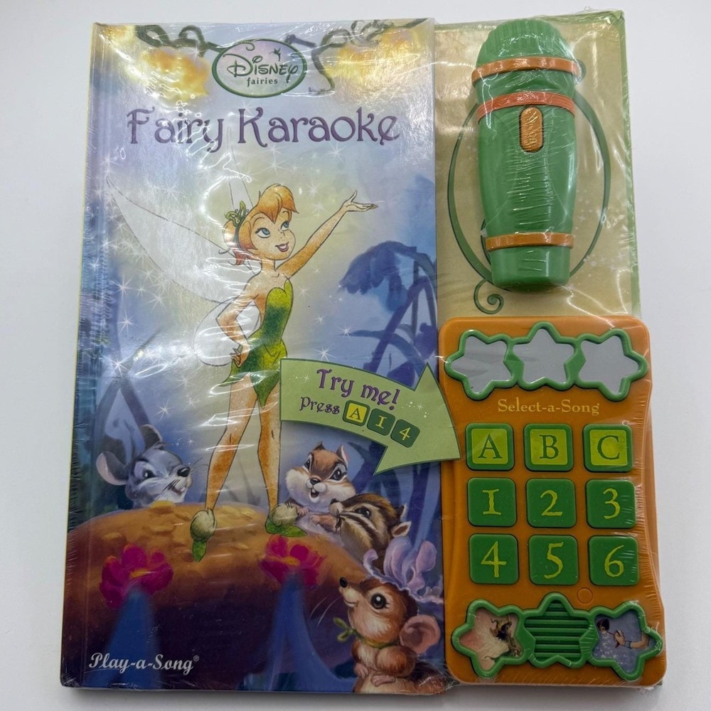 Disney Fairies Tinker Bell Karaoke Play‑a‑Song Book NEW Sealed w/ Microphone